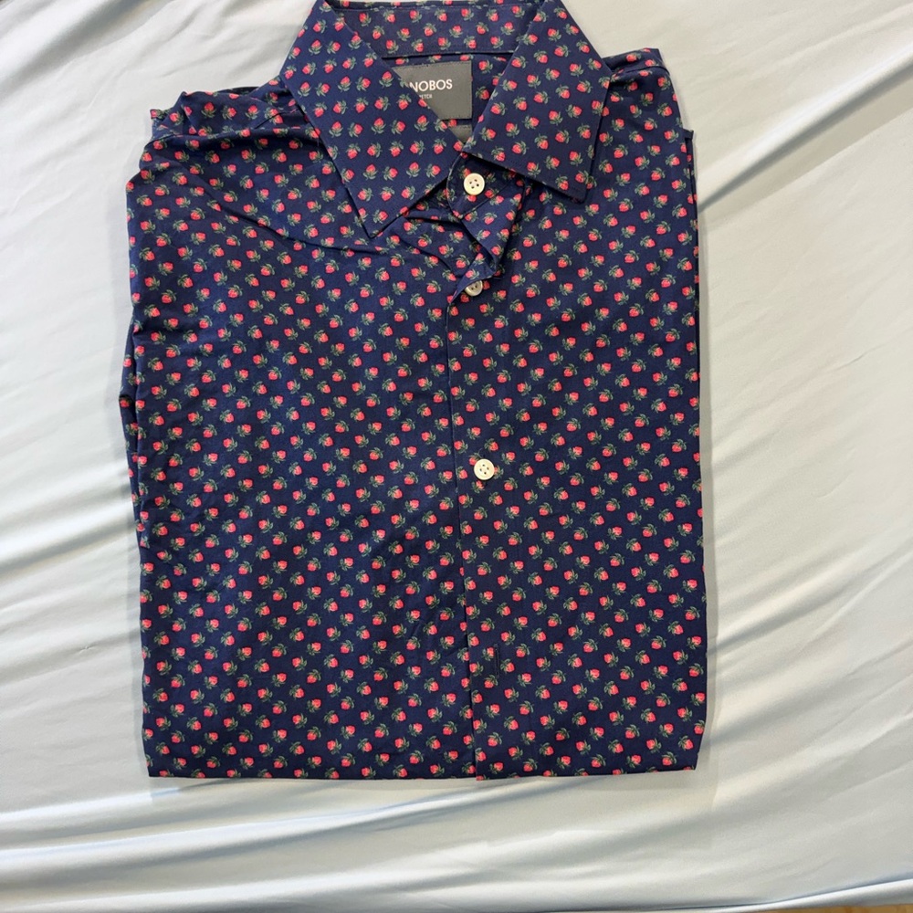 Bonobos Navy Strawberry-Print Men's Dress Shirt